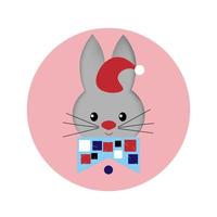 Rabbit Santa Cute rabbit character, New year bunny vector illustration.