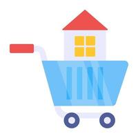 icono de diseño creativo de compras en casa vector