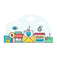 Conceptual flat design illustration of mail phishing vector