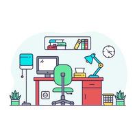 Flat design illustration of workspace, editable vector