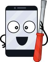 Cheerful mobile phone with smile on screen. Happy emotions vector