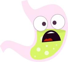 Human stomach. Angry sad face with illness eye and mouth vector