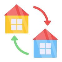 Flat design icon of home exchange vector