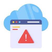 Editable design icon of cloud webpage error vector