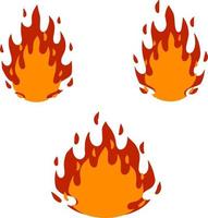 Red flame set. Fire element. Part of the bonfire with the heat. vector