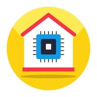 Flat design icon of smart home processor vector