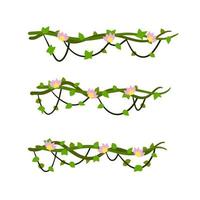 Set of branches with moss and green grass vector