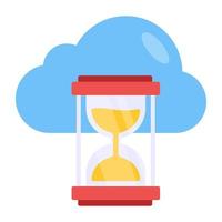 Cloud with clock, icon of cloud history vector