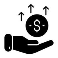 mano dando icono de dinero, diseño sólido de donación vector