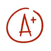 A Plus Red Grade Mark. School excellent test and exam. vector