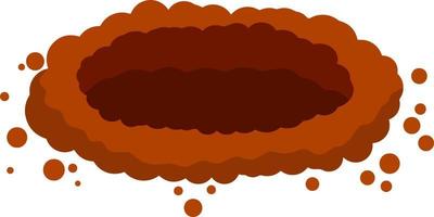 Big hole in ground. Brown dry soil and mine. Element of desert landscape. Cartoon illustration vector