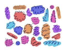 Set of abstract shapes. Geometric multicolored base form for simple floral prints. Flat kids cartoon doodle vector