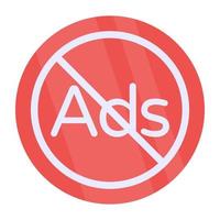 Conceptual flat design icon of no ad vector