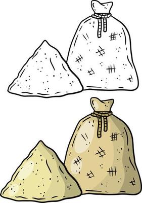 Canvas burlap bag. Cartoon flat illustration.