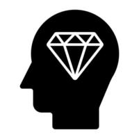 Diamond inside brain denoting concept of precious mind vector