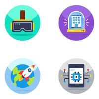 Pack of Technology and Vr Flat Icons vector