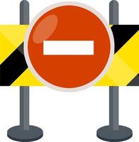 Road works. Forbidding sign and barrier. vector