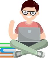 Man with laptop. Smiling happy man vector