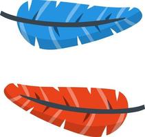 Feather. Red and blue bird element vector