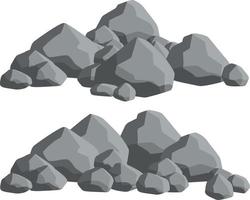 Set of gray granite stones of different shapes vector