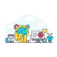 A creative design illustration of brain development vector