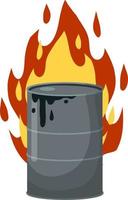 Burning barrel. Trash can and fire. vector