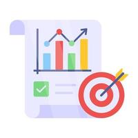 Editable design icon of business report target vector