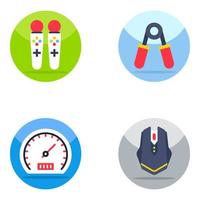 paquete de iconos planos de gimnasio y juegos vector