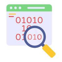 Conceptual flat design icon of search binary data vector