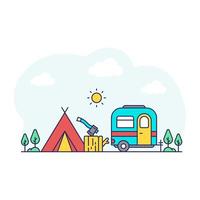 Conceptual flat design illustration of camping vector