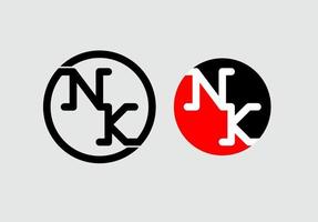 logotipo del monograma nk kn nk vector