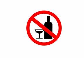 Ningún signo de alcohol aislado sobre fondo blanco. vector