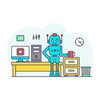 Robot processor illustration in flat design vector