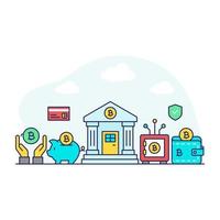 Trendy vector design of bitcoin bank
