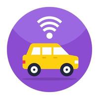 señal wifi con vehículo, icono de coche inteligente vector