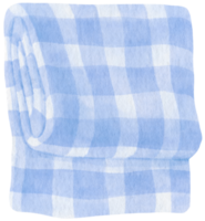 serviette de plage à carreaux bleus et couverture de pique-nique à l'aquarelle png