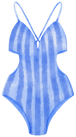 Blue stripes bikini swimsuits watercolor style for summer decorative element png