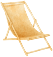 Brown beach chair watercolor illustration for Summer Decorative Element png