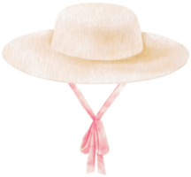 linda ilustración de acuarela de sombrero de paja blanca para elemento decorativo de verano png