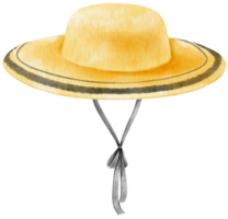 linda ilustración de acuarela de sombrero amarillo para elemento decorativo de verano png