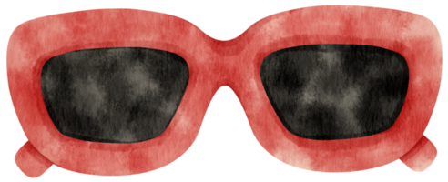 Red Sunglasses watercolor illustration for Summer Decorative Element png