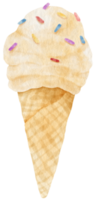 illustrazione dell'acquerello del cono gelato alla vaniglia per elemento decorativo estivo png