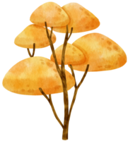 arbre d'automne avec illustration aquarelle de feuilles jaunes pour élément décoratif png