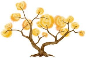 herfstboom met gele bladeren aquarel illustratie voor decoratief element png