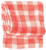 coperta da picnic telo mare a scacchi rossi in acquerello png