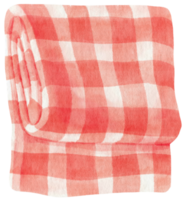 Red Checkered Beach towel picnic blanket in watercolor png