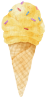 Mango Icecream cone watercolor illustration for Summer Decorative Element png
