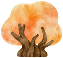 albero autunnale con foglie gialle illustrazione ad acquerello per elemento decorativo png