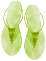 illustrazione dell'acquerello di sandali verdi per elemento decorativo estivo