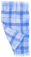 Blue checkered pattern beach towel and picnic blanket  watercolor style for Summer Decorative Element png